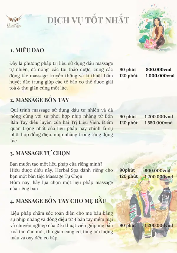 Bảng giá Herbal Spa