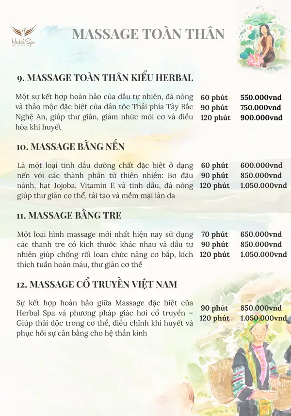 Bảng giá Herbal Spa