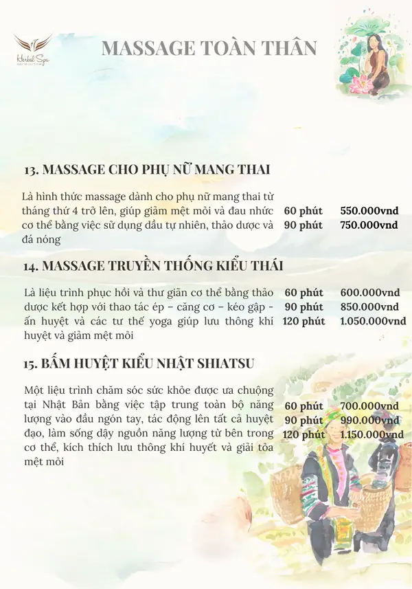 Bảng giá Herbal Spa
