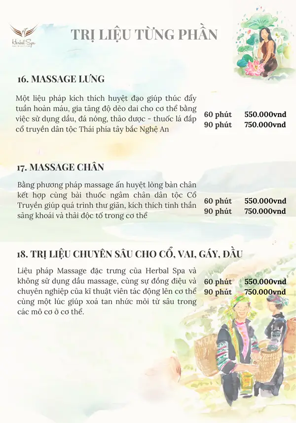Bảng giá Herbal Spa