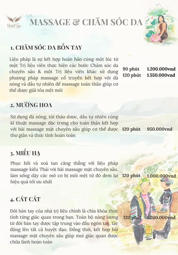 Bảng giá Herbal Spa