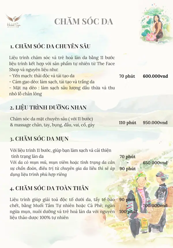 Bảng giá Herbal Spa