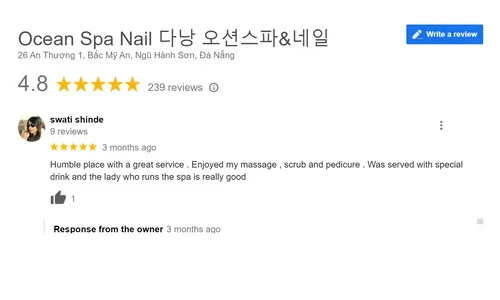 Guest review about the service of Da Nang Spa at Ocean Spa