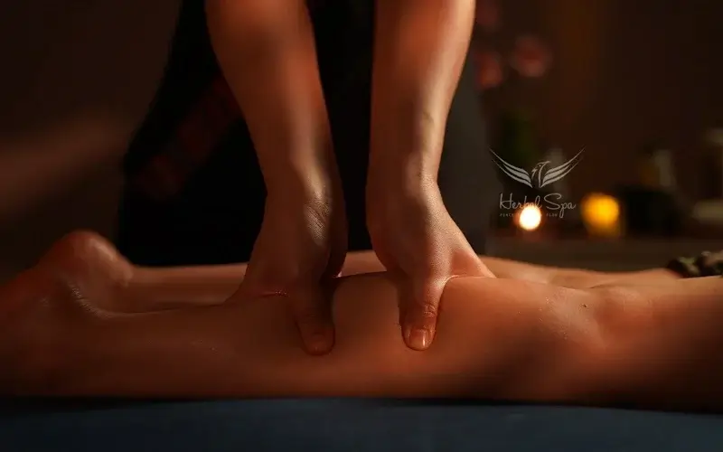 泡完腳後，技師會開始按摩您的小腿