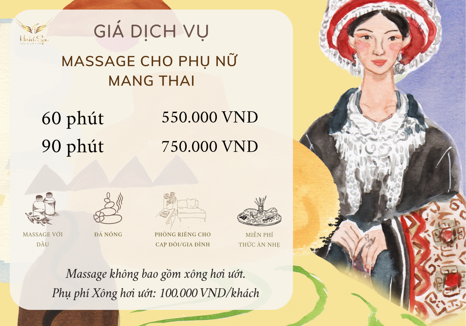 Bảng giá dịch vụ massage bầu tại Herbal Spa Đà Nẵng
