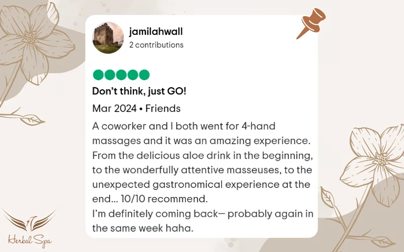 Guest review about Vietnamese Massage Hoi An at Herbal Spa Hoi An