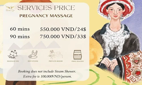 Price list for Pregnancy massage at Herbal Spa Da Nang