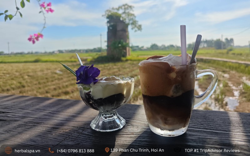 My coffee and the view during my visit to Lo Gach Cu